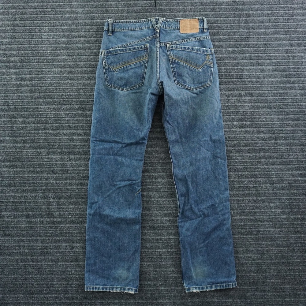 Volcom Straight Leg Jeans Mens 30 Blue Embroidered Pocket Skate Denim